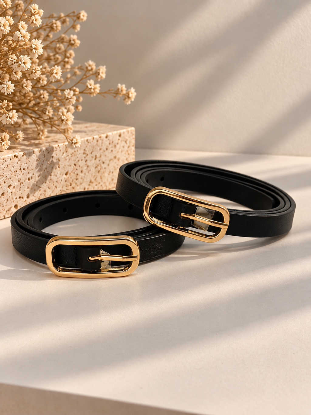 Cinto Negro Hebilla Rectangular
